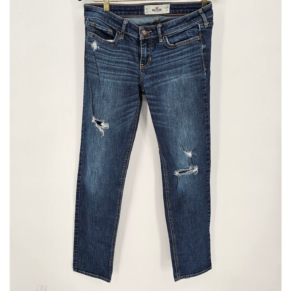 Hollister Y2K Low Rise Distressed Blue Denim Casual Grunge Skinny Jeans 28 / 7R